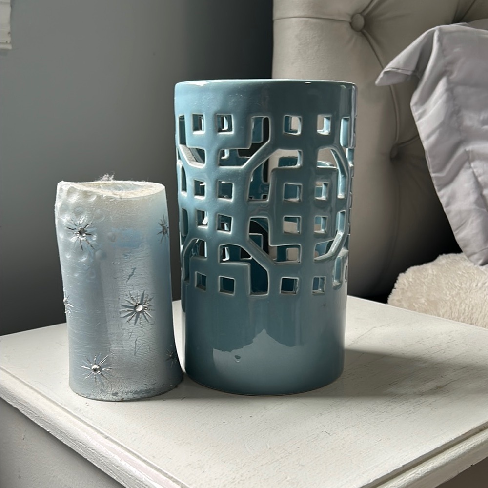 Blue Ceramic Candle Holder